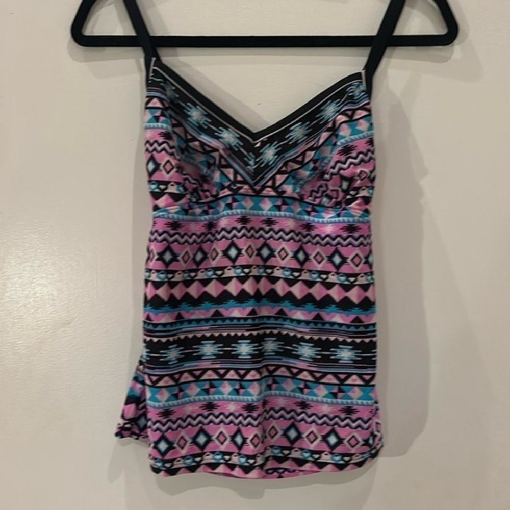 Southwest colorful print tankini top.